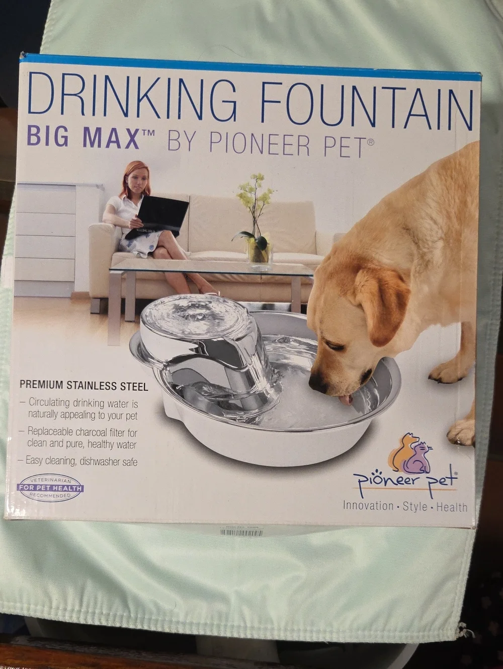 PIONEER Stainless Steel Big Max Dog Drinking Fountain - Silver